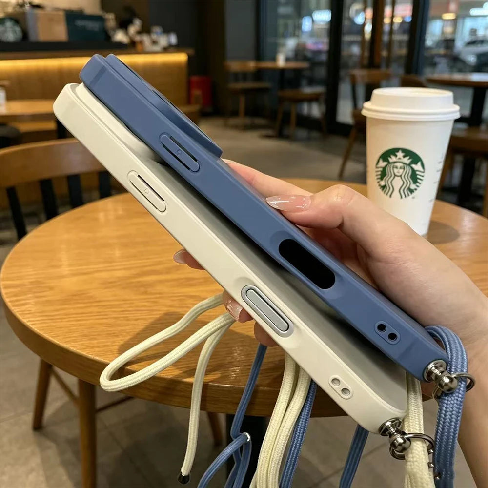 Crossbody Custom Matte Phone Case For iPhone 18 17 16 15 14 13 12 11 Pro Max Mini SE XS XR 8 Plus Adjustable Hanging Rope Cover