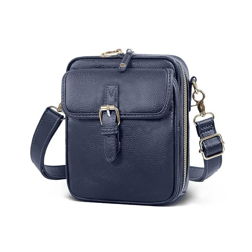 Leather Women Messenger Bag Large Capacity Anti-theft Crossbody Leather Bag Vintage with Adjustable Removable Strap