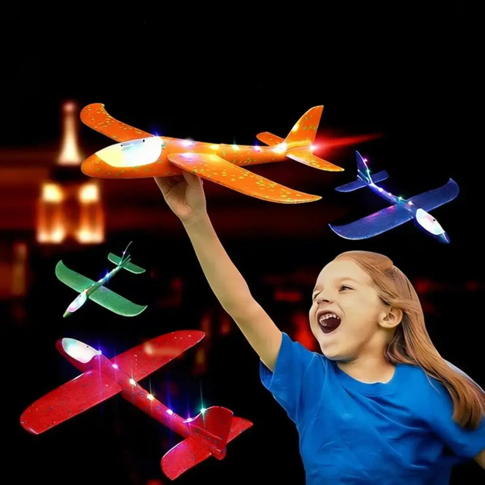 Large Foam Glider Airplane Epp Foam Material with LED Lights Inertial Foam Plane Ultralight Durable Hand Throw Airplane