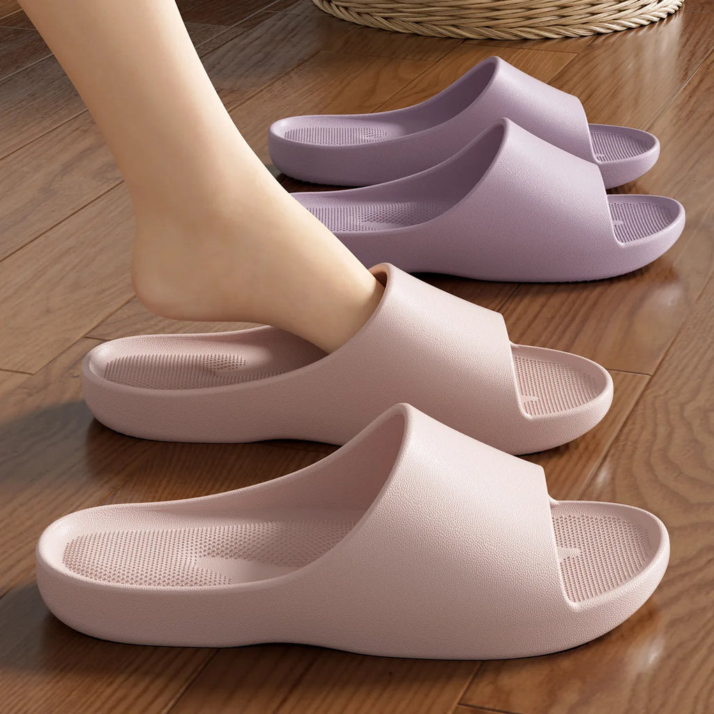 Couple Home Slippers Soft EVA Non-Slip Slides Lightweight Breathable Indoor Bathroom Shoes, Anti-Slip Platform For Men Women