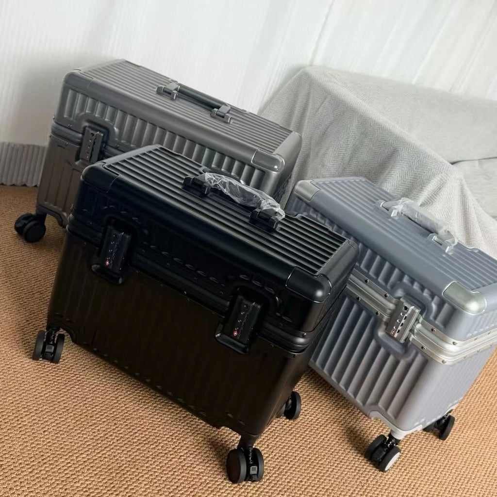 Top Opening Rolling Luggage 18/20 Boarding Carry-on Travel Photographer Suitcase PC Material with Aluminum Alloy Frame TSA Lock