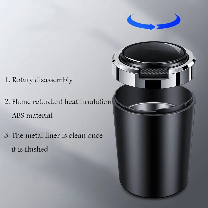 Car ashtray with blue LED light stainless steel liner for Mercedes Benz A B C E G W S Class GLA GLB CLC GLK GLS GLE CLA CLS EQE