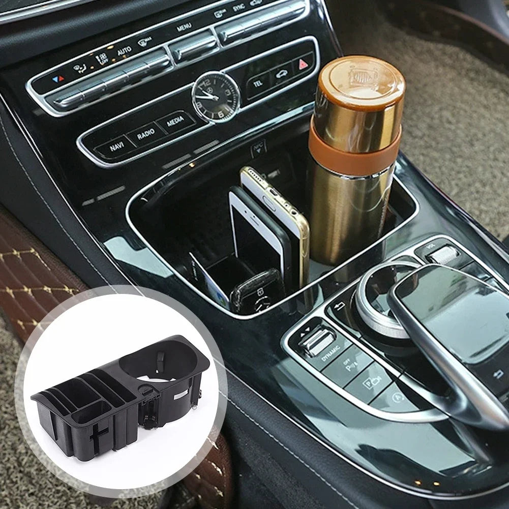 Auto Central Control Storage Box Water Cup Holder Storage Box Phone Holder for Mercedes Benz C E GLC Class W205 W213 2015-2021