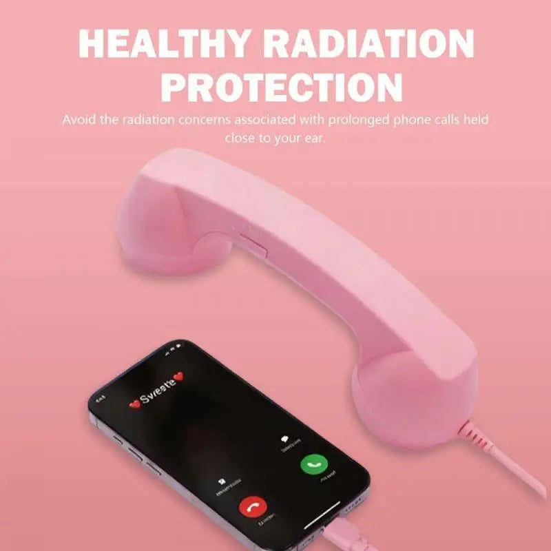 Retro Phone Handset with Radiation Protection-Modern USB-C Vintage Receiver for iPhone & Android Enhances Call Clarity & Safety