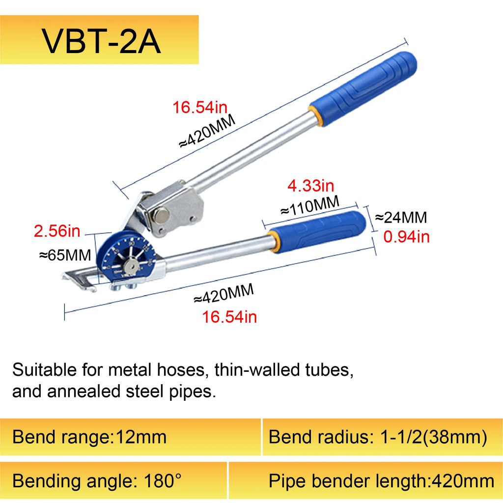 VBT Manual Copper Tube Bender Pipe Bending Tool for HVAC Brake Fuel Line 6 8 10mm Portable Handheld Bender