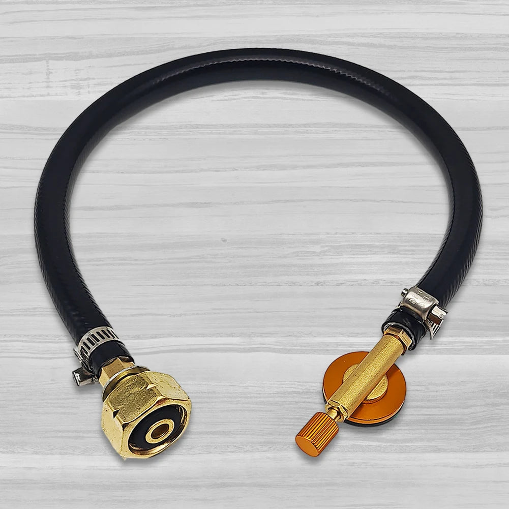 Outdoor Camping Gas Stove Gas Refill Adapter with Valve Valve Braided Hose Copper Gas Adapter Connection Hose for Camping Hiking