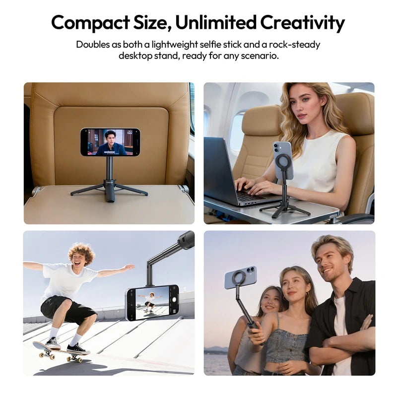 Ulanzi MT71 Magnetic Mini Selfie Stick Telescoping Pole Phone Handle Desktop Tripod for iPhone 17 16 15 14 Android for Travel