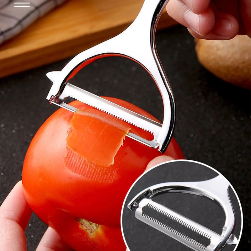 2pc Stainless Steel Multi-function Vegetable Peeler&ampJulienne Cutter Julienne Peeler Potato Carrot Grater Kitchen Tool Gadgets