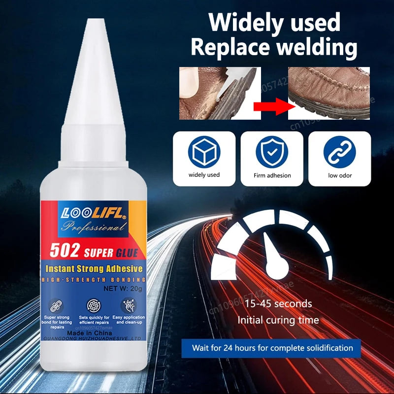 LOOLIFL High Strength 502 Super Glue Instant Glue High Temperature Resistant Adhesive For Metal Plastic PVC Strong Liquid Glue
