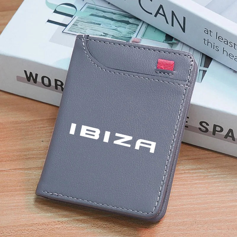Leather Ultra-thin Mini PU Carbon Fiber Credit Card Holder Men Wallets Men For Seat Ibiza Ateca Arona Auto accessories interior