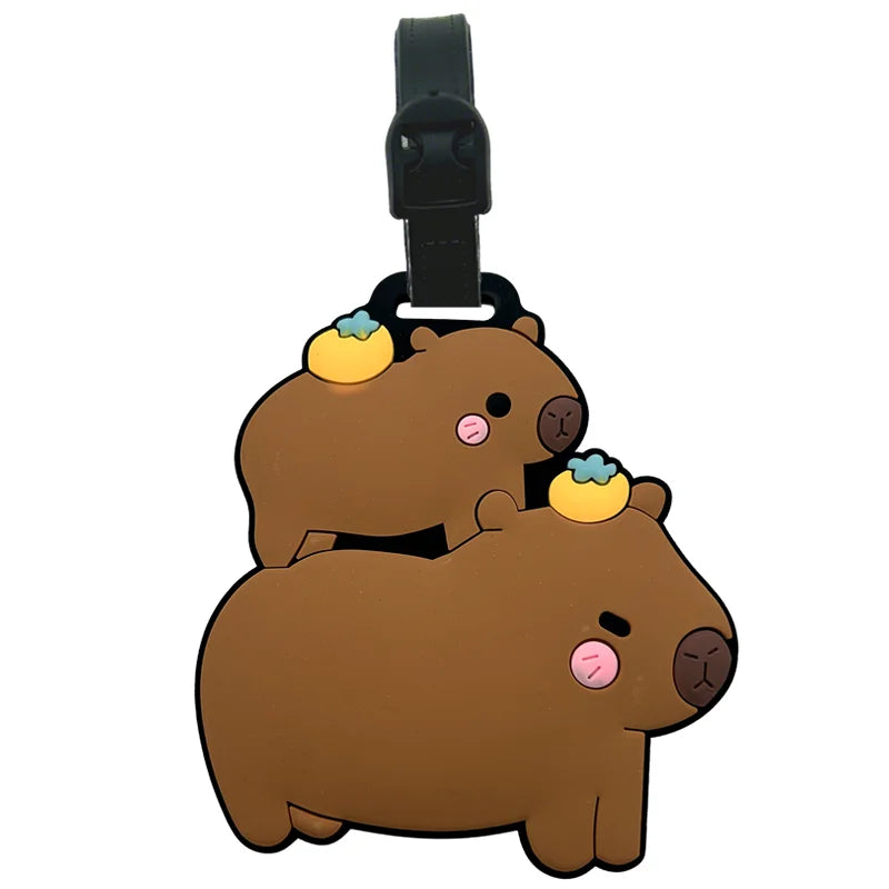 Travel accessories, luggage tags, cartoon capybara, PVC luggage, ID card, address holder, luggage boarding tag, portable tag