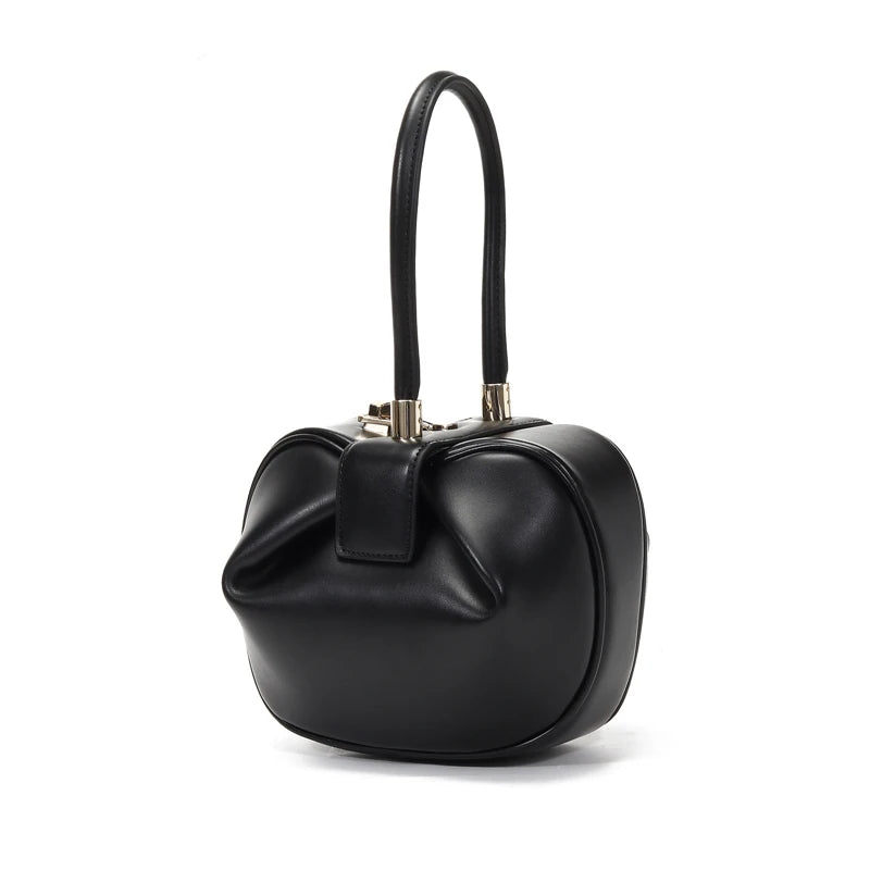 HIFASHION Genuine Leather Top Handle Bags For Women Chic Novelty Round Small Daily Purses Cowhide Party Luxury Designer Handbags