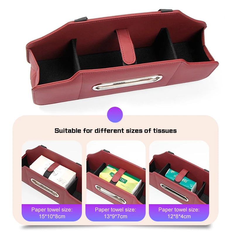 For BAIC X7 X35 X55 X65 X75 Beijing BJ20 EV5 BJ40 BJ80 D60 Car Seat Storage Box with Hook Leather Tissue Bag Drinks Cup Holder