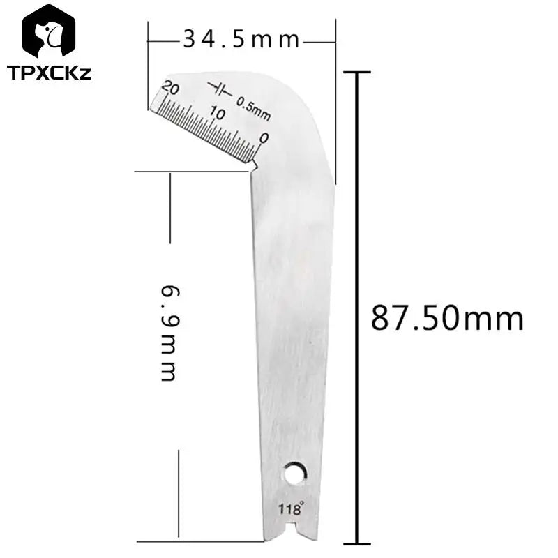 1pcs Bit Pattern Drill Template Gauge Stainless Steel Corner Front Edge Measuring Twist Drill Bits Angle Gauge Sharpening Tools