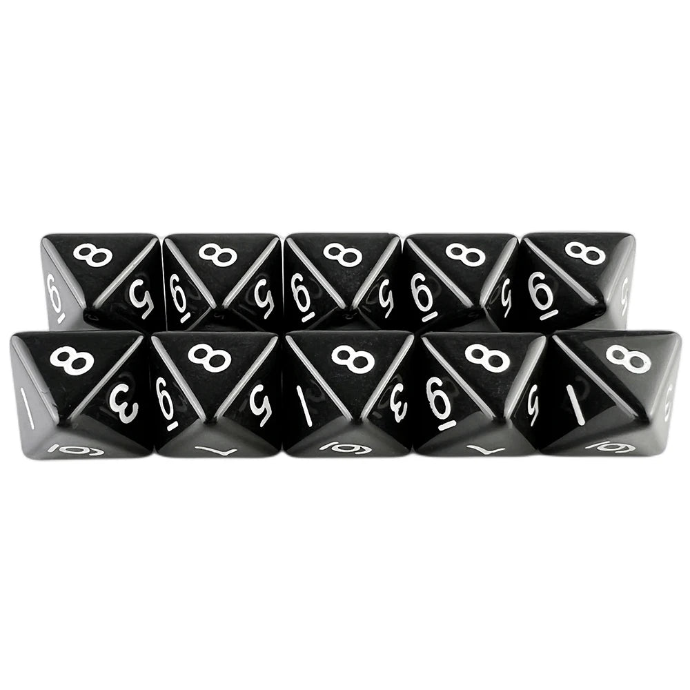 D8 Polyhedral Dice 15.5mm TRPG DND Digital Dice Game Set 8 Sides 10Pcs for Board Game