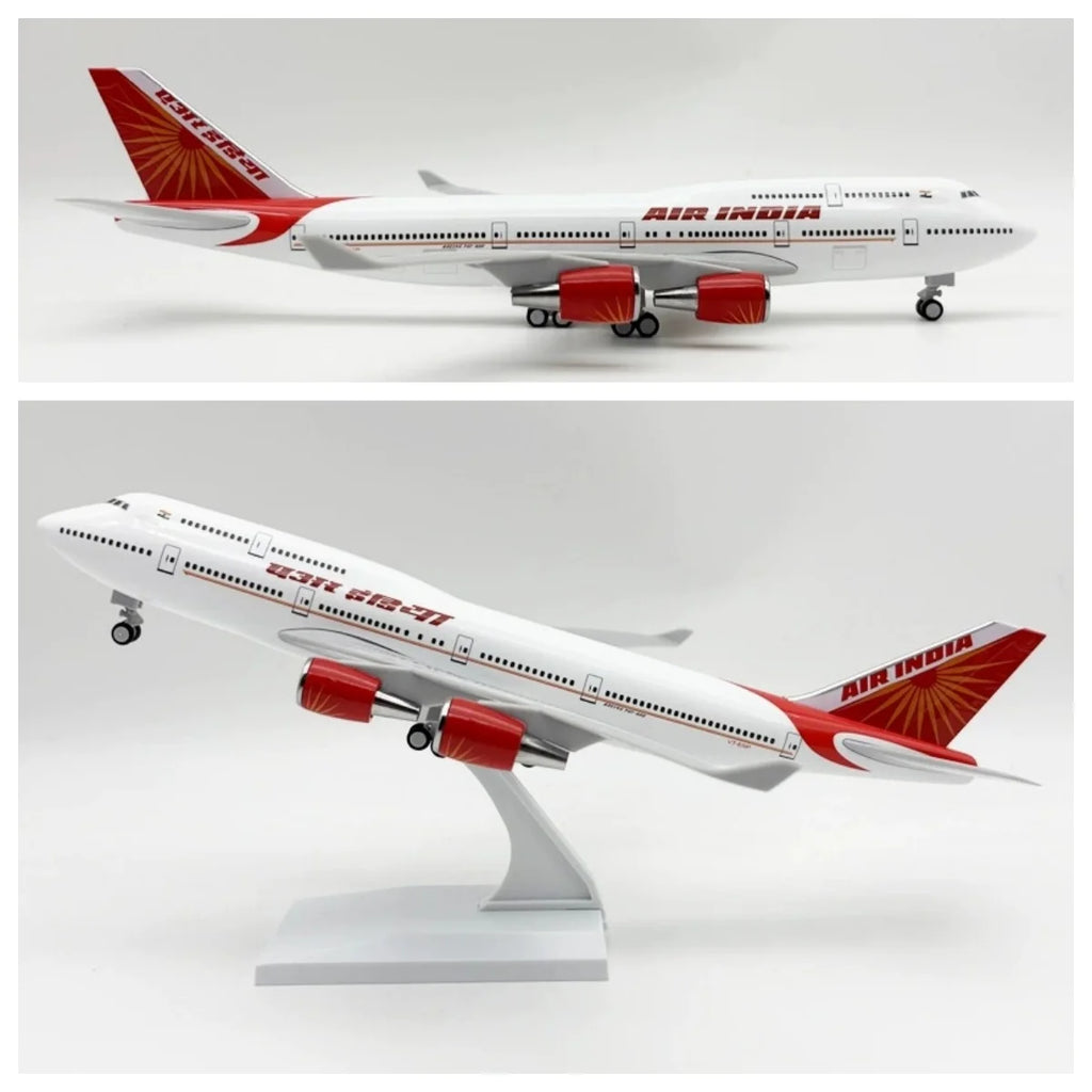 B747 Model Aircraft Air India Airlines With Wheel Resin Aircraft Model Plane 30CM Display Toy Airplane Boys Kid Collection