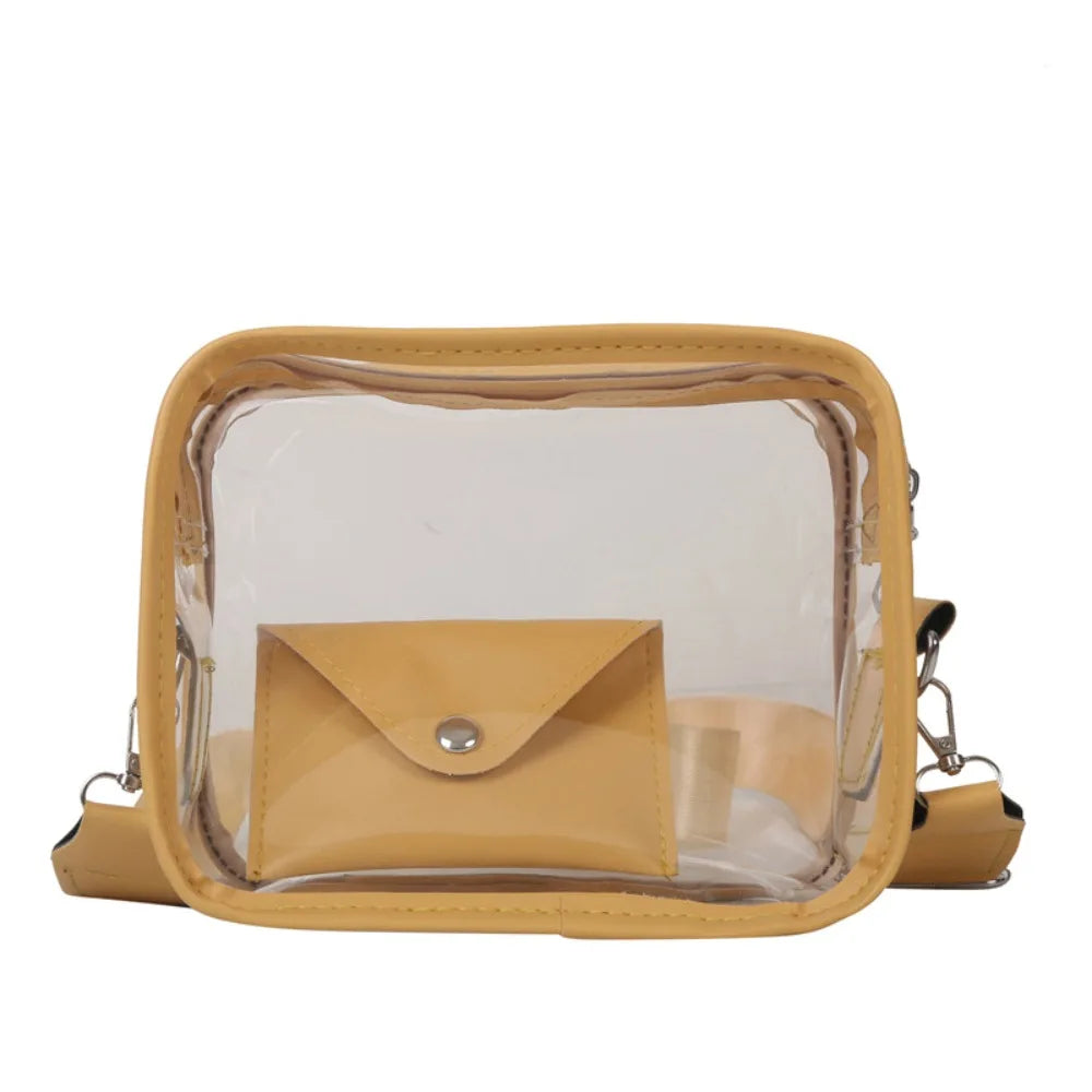 PVC Transparent Jelly Bag Small Square Bag Transparent Crossbody Bag for Women Candy Color Letter Fashion Shoulder Bag