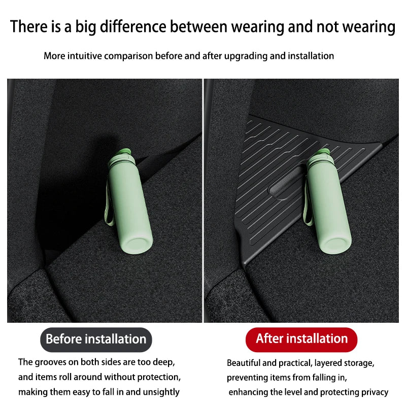 FutCarter For Tesla Model Y Juniper 2025+TPE Car Trunk Side Storage Box New Cover Mat Partition Board Stowing Space Decoration