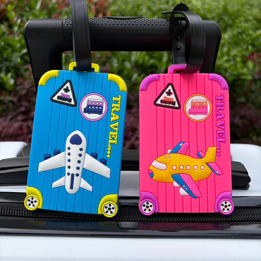Creative Silicone Airplane Luggage Tag, Anti-Lost Travel Suitcase Pendant, Bag Tag, Boarding Pass Holder, Can Include Replaceable Name Card