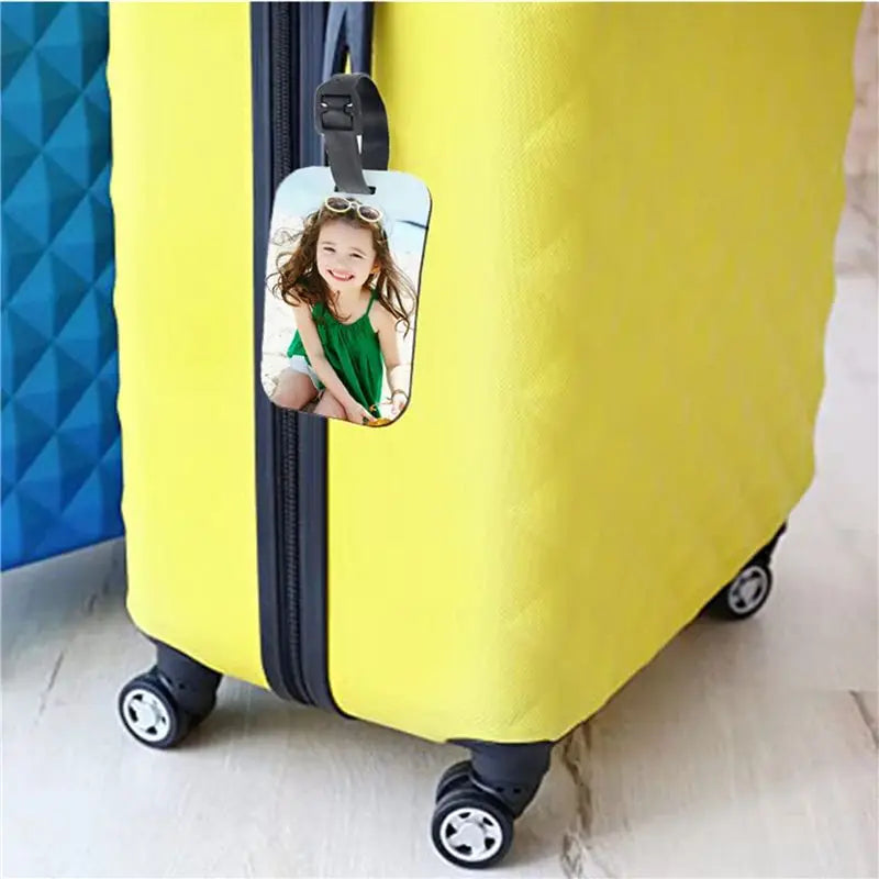 NEW-100PCS Sublimation Blank Luggage Tags White Blank Travel Bag Baggage Tags With Strap Double Sided Suitcase Label Tag