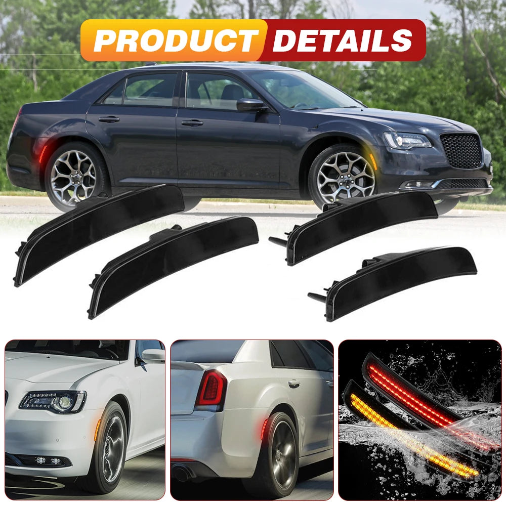 4 pcs For Chrysler 300 2015 2016 2017 2018 2019 2020 2021 Car Front Rear Side Marker Light 68214402AD 68214403AD