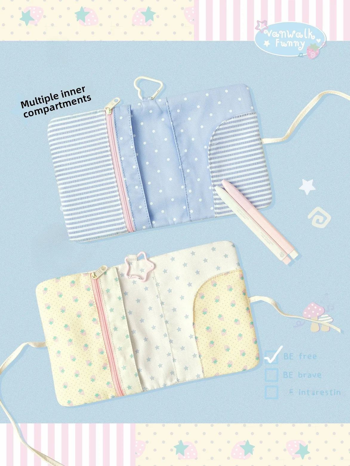 VANWALK Travel Passport Holder Wallet Long Storage Bag High Aesthetic Value Women's Wallet Card Holder Sweet Cool Style