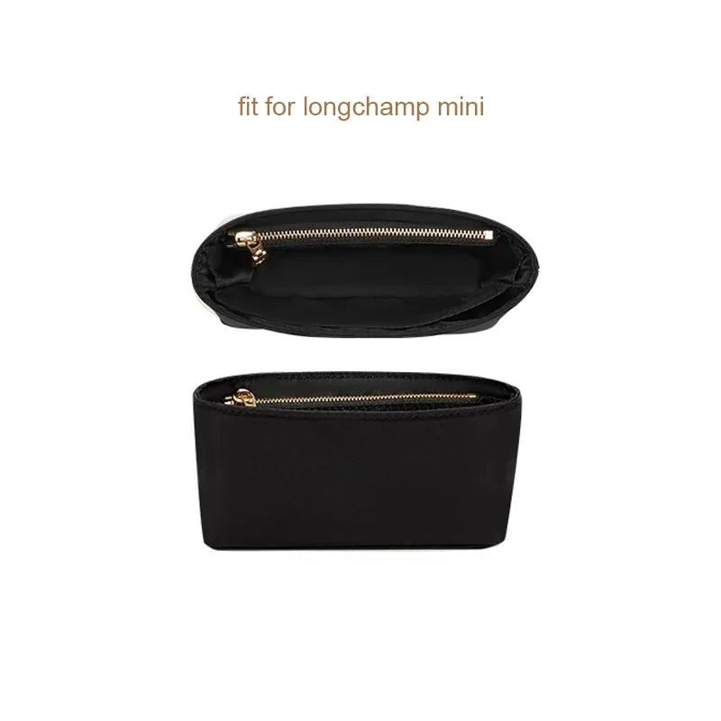 Nylon Insert Bag Organizer Set Insert For Handbag For Longchamp Mini Tote Bag Without Punching Bag Strap Leather Bag Accessories
