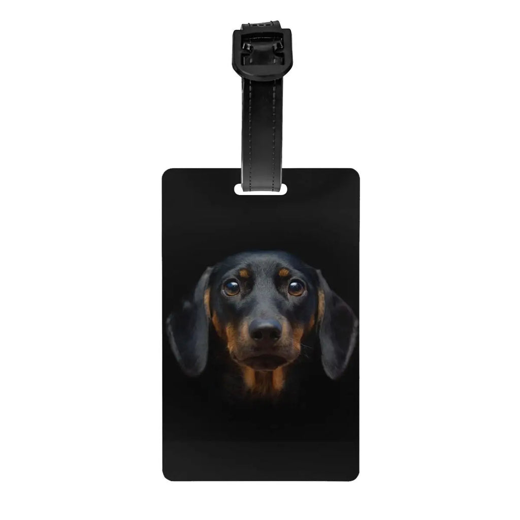 Custom Cute Dachshund Sausage Dog Luggage Tag With Name Card Puppy Animal Privacy Cover ID Label for Travel Bag Suitcase
