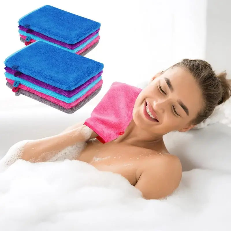 Reusable Makeup Remover Gloves Soft Microfiber for Deep Cleansing Gentle on Skin & Easy to Wash Colorful Quick-Dry