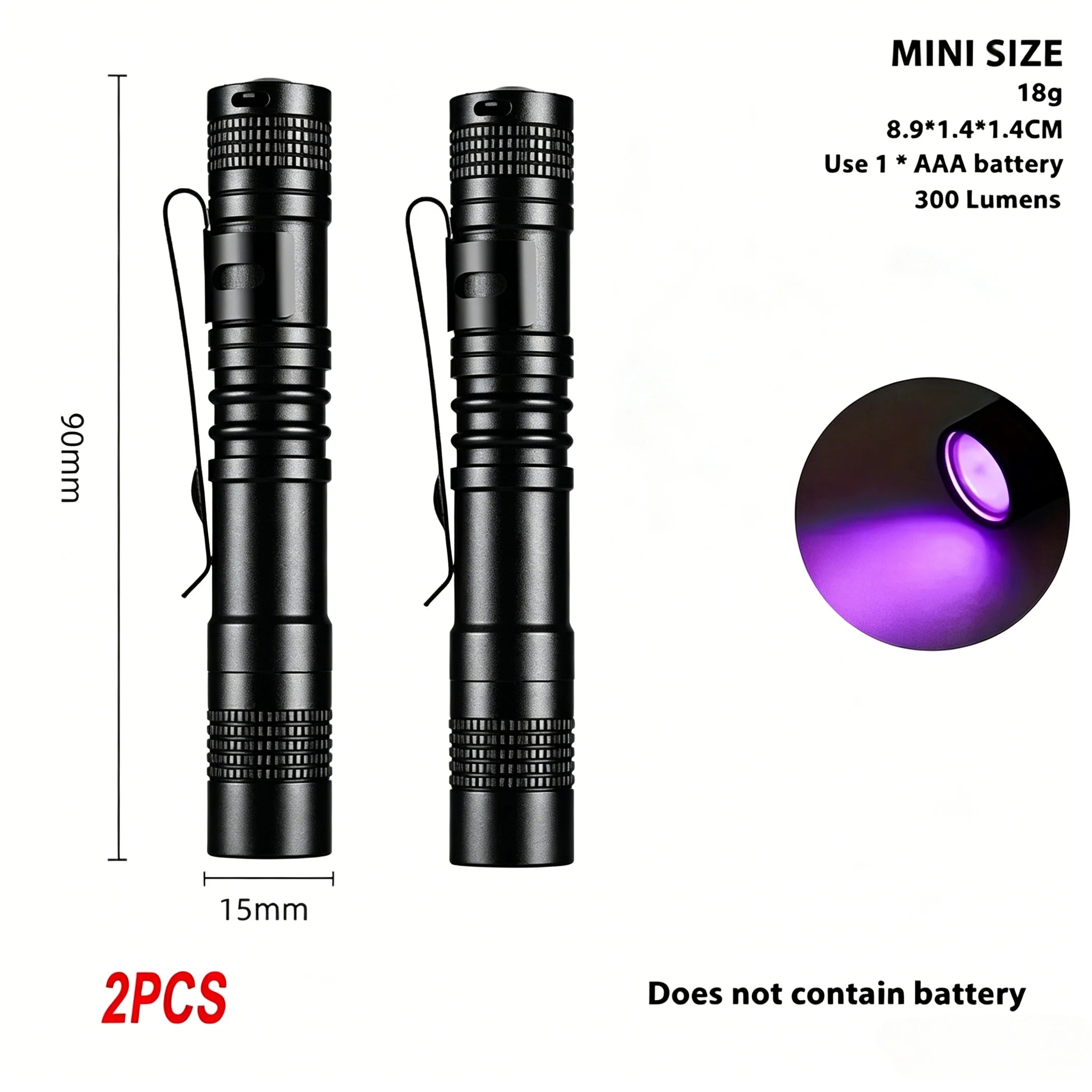395nm UV Flashlight Ultraviolet Torch With Pen Clip Portable Violet Light Pet Urine Scorpion Detector UV Lamp Use AAA Batteries