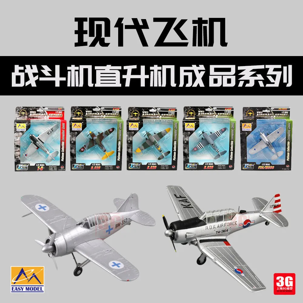 Easymodel 1/72 Scale Finished Military Aircraft Model Fighter Helicopter WWII and Modern Propeller Plane for Collection Display