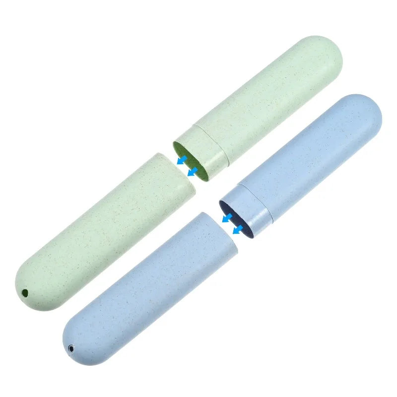 2pcs Toothbrush Travel Case Traveling PP Portable Holders Cases Green Blue 8.07''x1.22''x0.83''