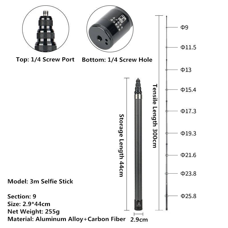 For Insta360 X5 X4 X3 Invisible Selfie Stick Extended Selfie Stick for GoPro 13 12 DJI Action 6 5 4 Camera Aluminum Stand