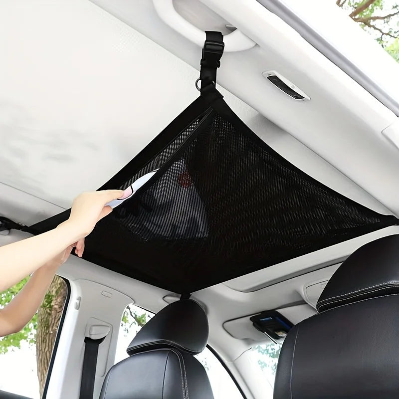 Adjustable Double-Layer Car Ceiling Net Bag - Suitable for SUVs, long-distance travel storage bags, and can be used for tents,