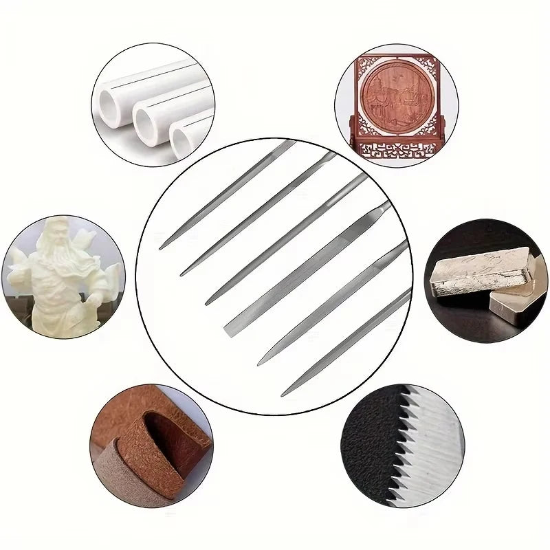Premium Needle File Set-High-Carbon Steel Files Non-Slip Ergonomic Handles Precise Filing Wood Plastic Model Polishing Tool Set