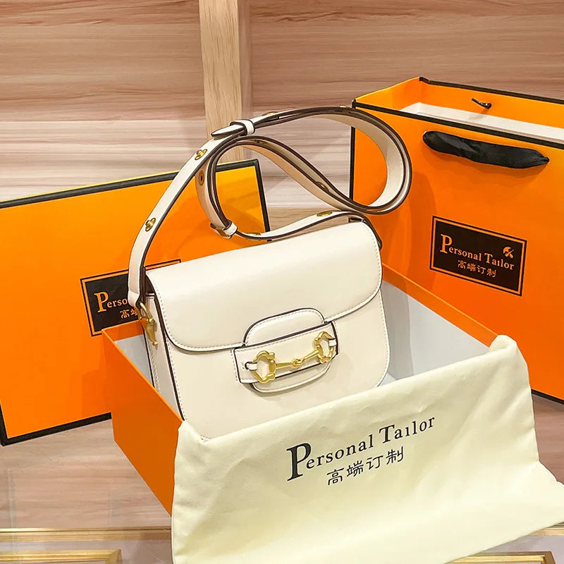 Luxury leather handbag large capacity fashion messenger shoulder bag functionality