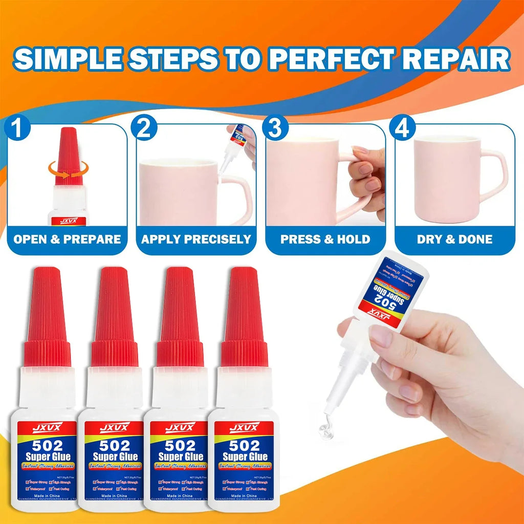 401/502 Super Glue for Repairing Metal, Plastic, Toys, and Shoes – 20/50g Instant Adhesive – 5-Second Quick-Drying Cyanoacrylate