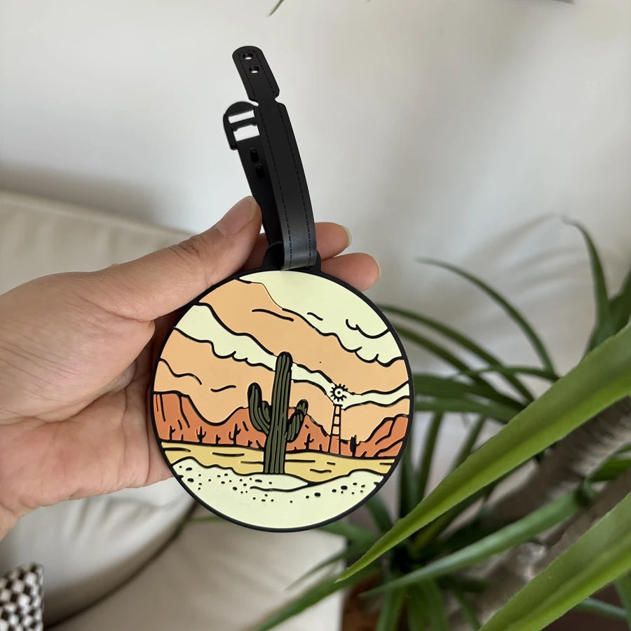 1/2/3/6cs Starry Sky Landscape Luggage Tag Pendant Work Name Tag Business Travel Airport Luggage Anti Loss ID Tag