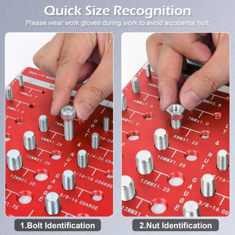 JUSTINLAU 1PC Aluminum Alloy Thread Gauge Screw Measuring Gauge Sub Gauge Screw Nut Bolt Thread Inspector Manual Measuring Tools