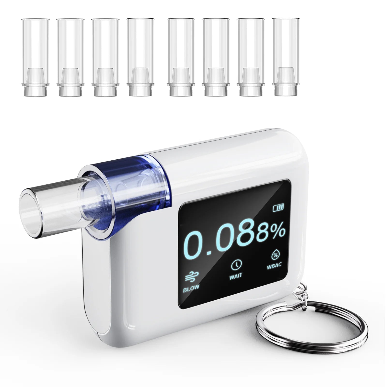 New 2025 Powered with 8 Mouthpieces for Driving Social Safety Upgraded Alcohol Tester 10s Fast & 99.9% Accurate Portable Battery