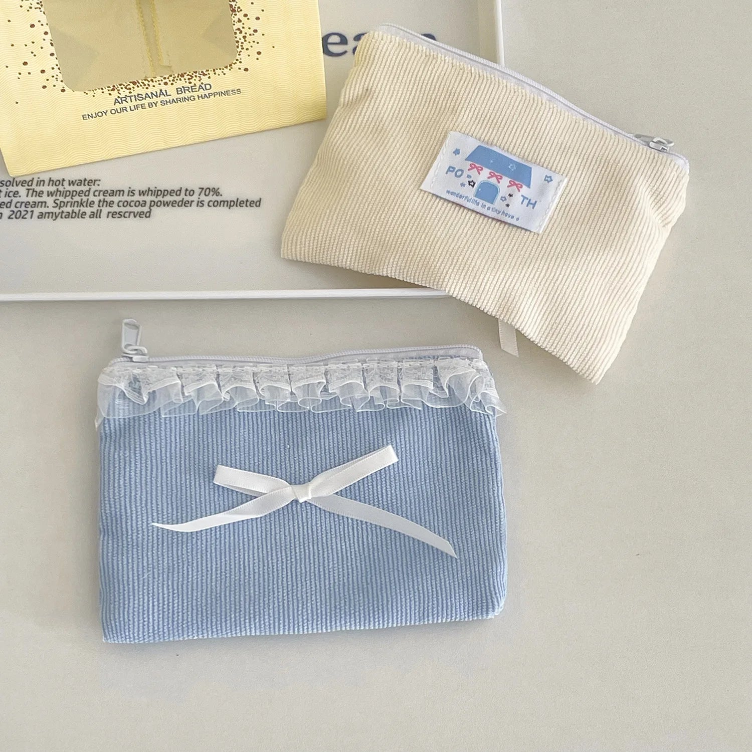 YT Student Portable Macaron Color Cute Small Item Storage Bag Miscellaneous Bag Ballet Style Bow Coin Purse