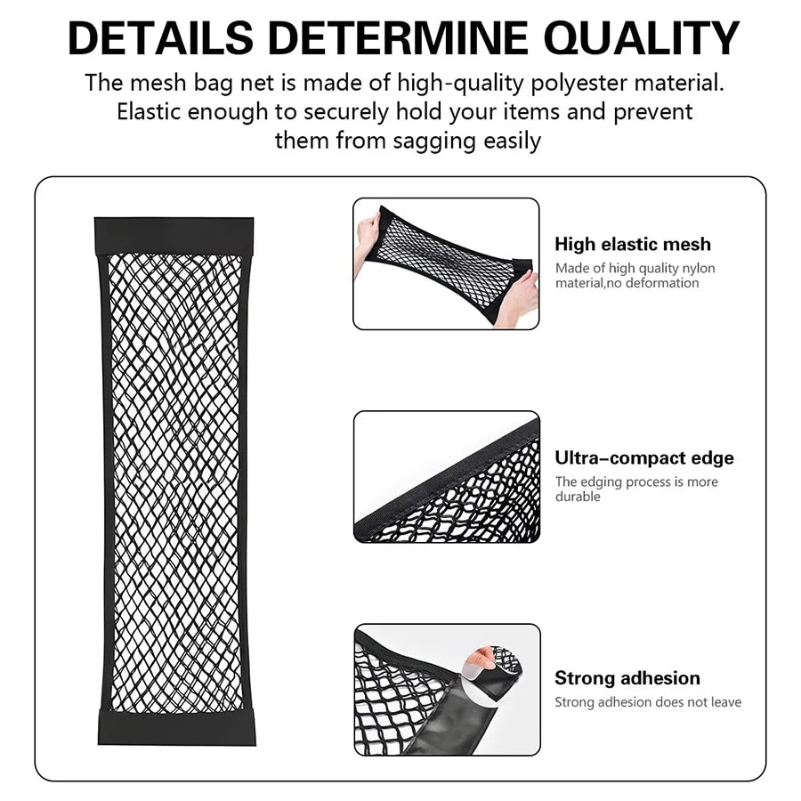 Universal Car Pouch Mesh Ceiling Netting Storage Auto Wall Sticker Net Pocket Elastic Trunk Organize Bag  Load  Mesh Storages