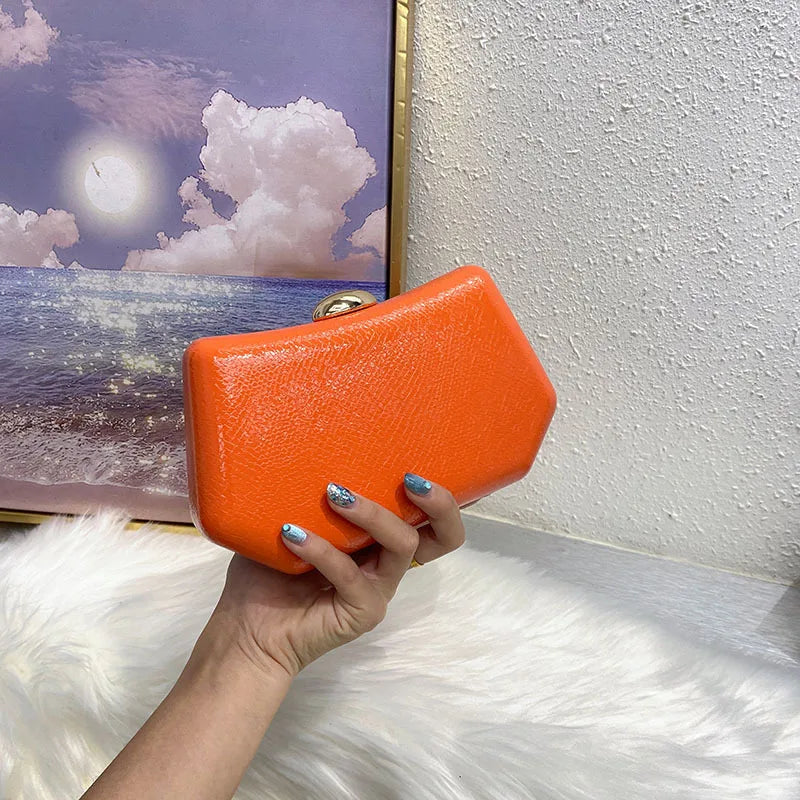 Fashion Irregular Shape Evening Box Clutch Bag Phone Purse Crossbody Messenger Day Chain Wedding Party Women Prom