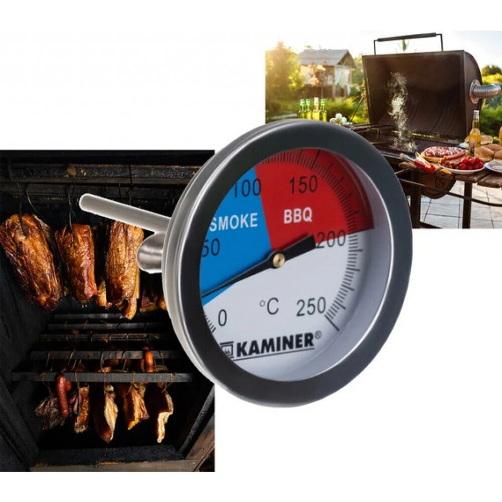 1x BBQ Grill Thermometer Stainless Steel Smokehouse/ Grill Thermometer Outdoor Camping Picnic BBQ Cooking Tools
