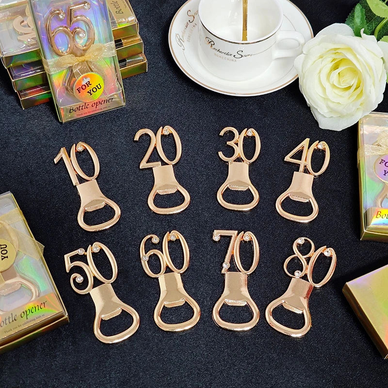 30/40/50/60/70/80 Number Shape Bottle Opener For Birthday Party Wedding Anniversary Souvenir Gift Kitchen Gadget