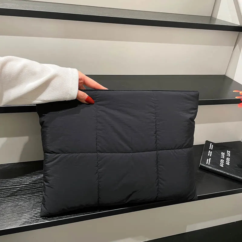 Korean Cross Border Puff  Laptop Bag  for Macbook Shockproof Hand Carry Clutch Bag Comfortable and Versatile Texture Pillow Bag