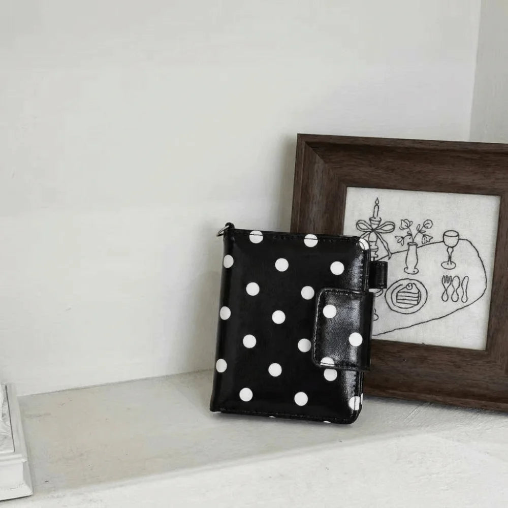 Multifunctional Polka Dot Passport Holder Multi-Card Slot Slim Design Card Storage Bag Lightweight Black White