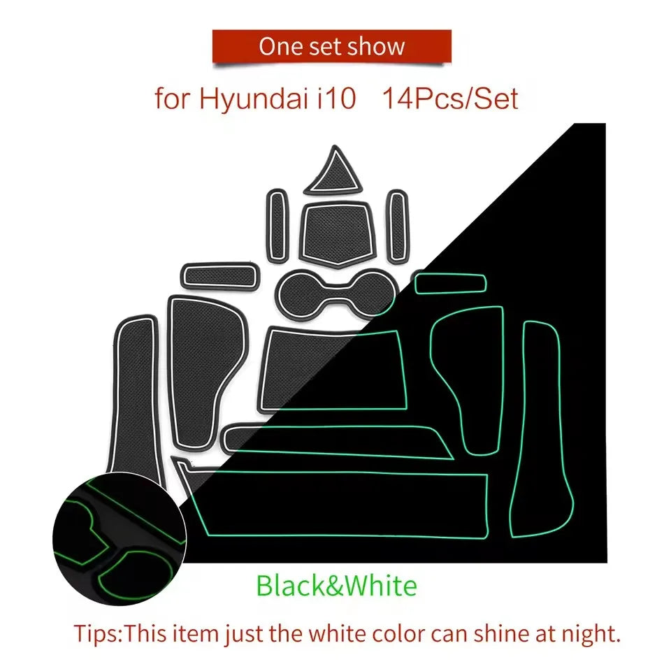 for Hyundai i10 2021 - 2023 Anti-Slip Gate Slot Cup Mat Door Groove Pad  Non-Slip Mats Coasters Car Interior Accessories