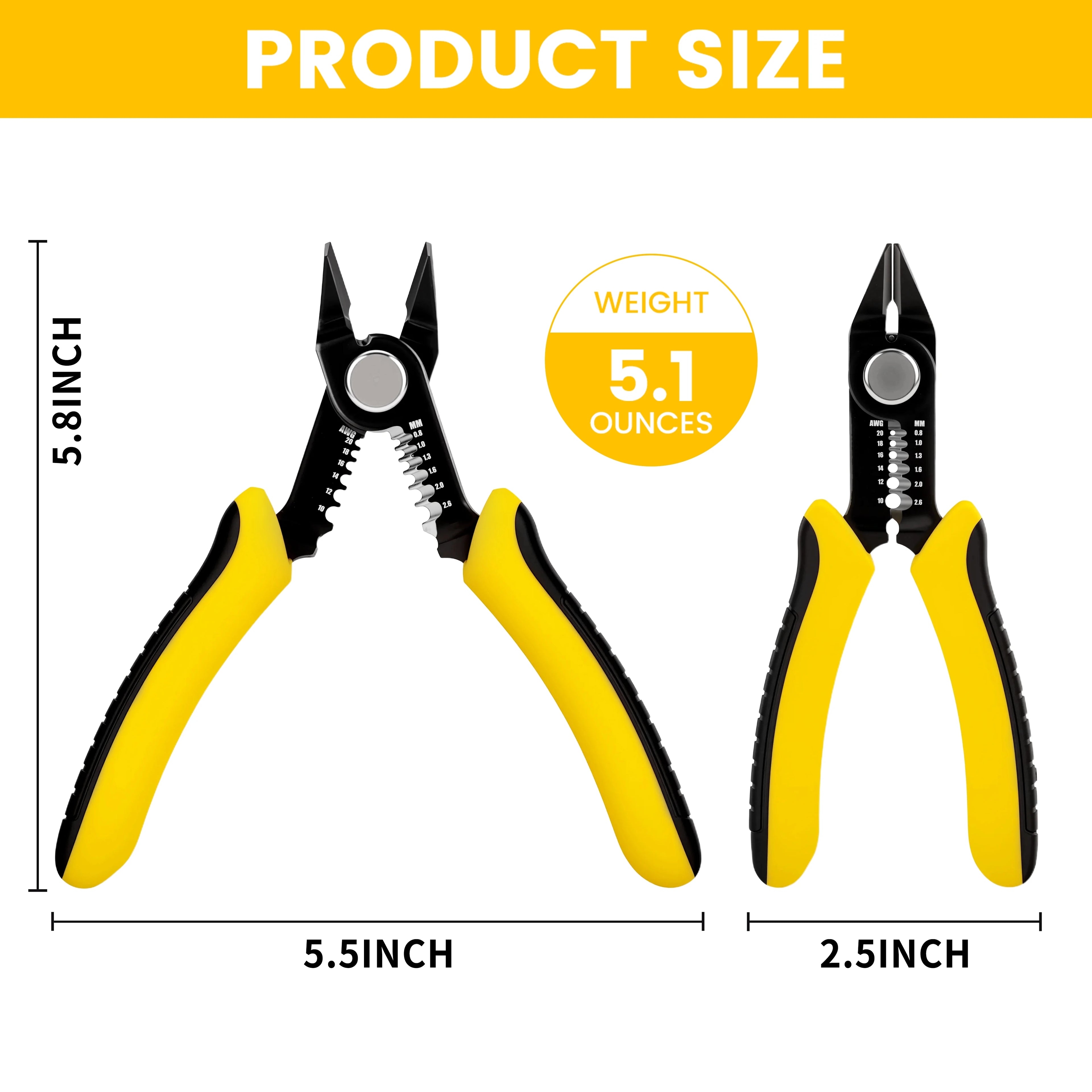 Bomurphy Wire Cutters 5.8-Inch Flush Pliers with Supplementary Stripping, Cutting Pliers, Handy and Slim Diagonal Cutters
