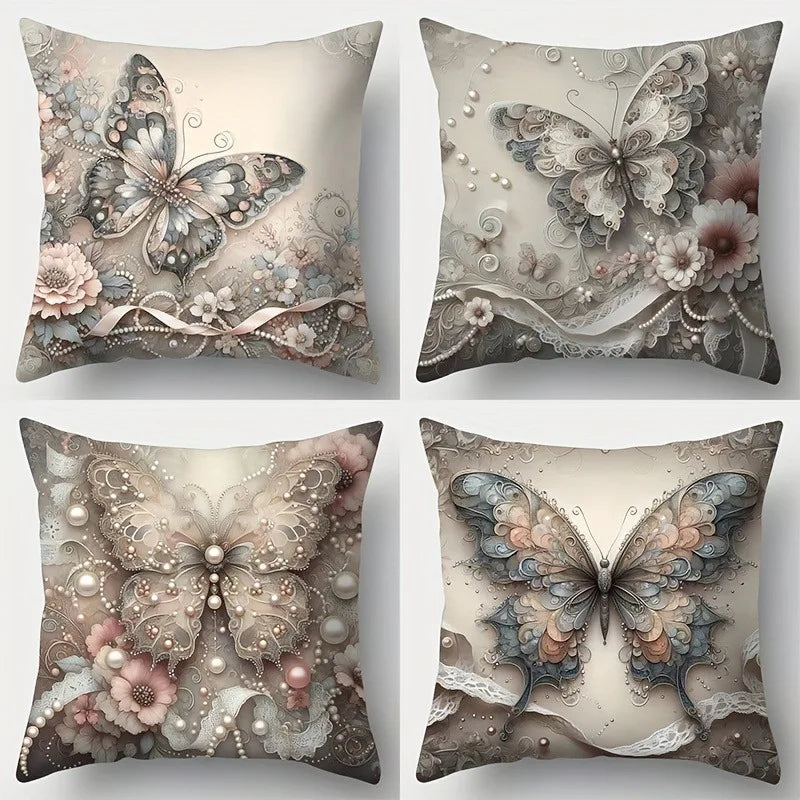 Home decoration exquisite butterfly Double-sided Printed pillow cover Short plush Suitable living room sofas throw cushion cover